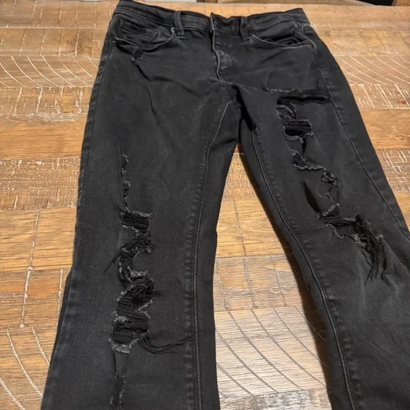 Mudd Women’s Size 9 Low Rise Skinny Black Distressed Jeans FX Stretch - Picture 13 of 14